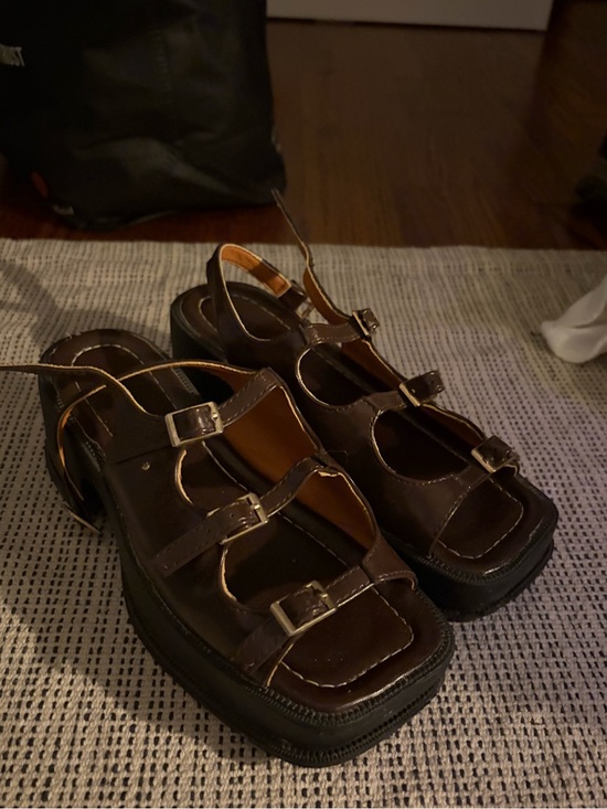 Dr. Martens Shoes - Dr. Martens lookalike Brown Strappy Platform Sandals